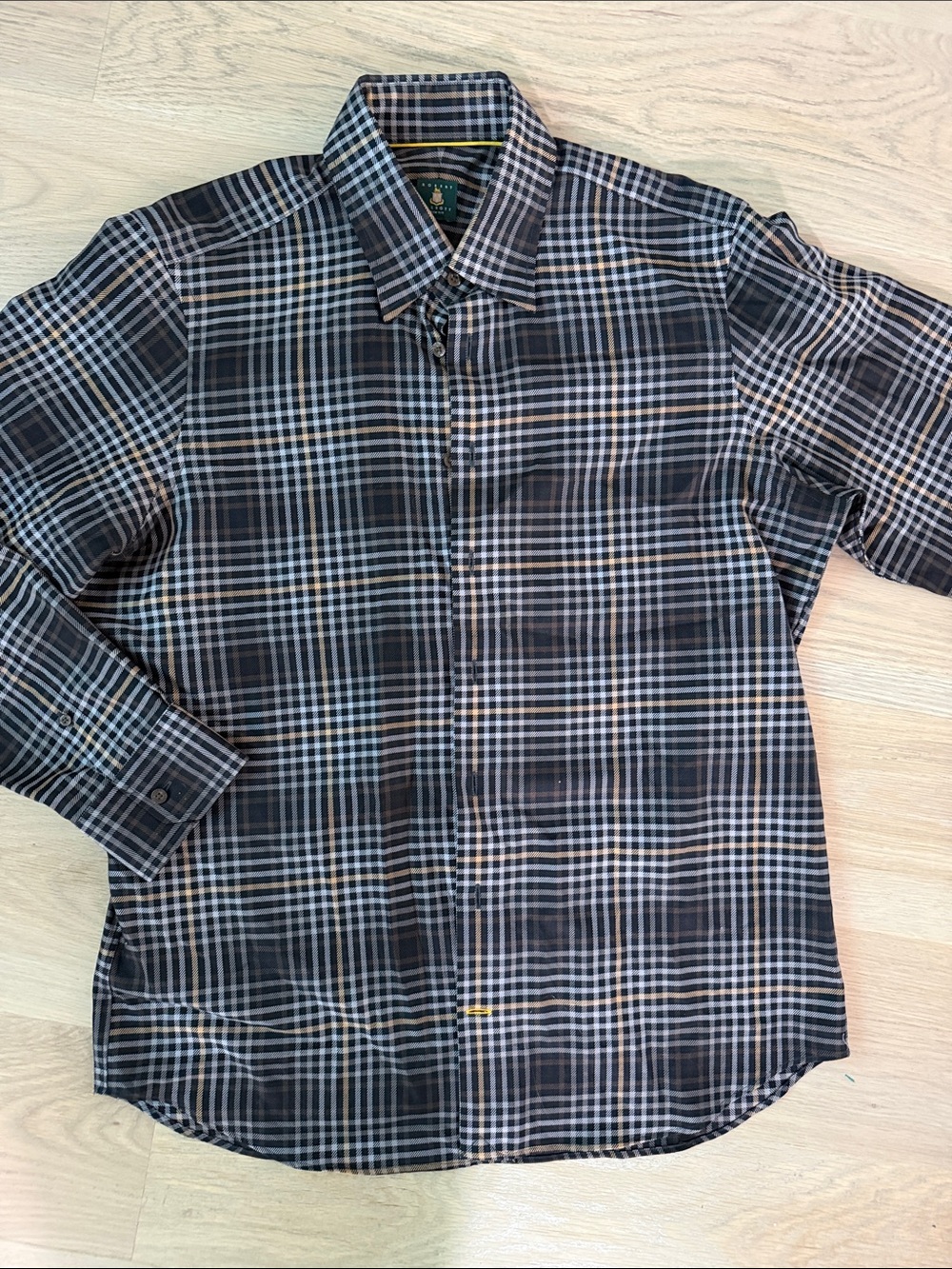 Robert Talbott Trim Fit Plaid Button Down Shirt Mens Extra Large XL Cotton EUC